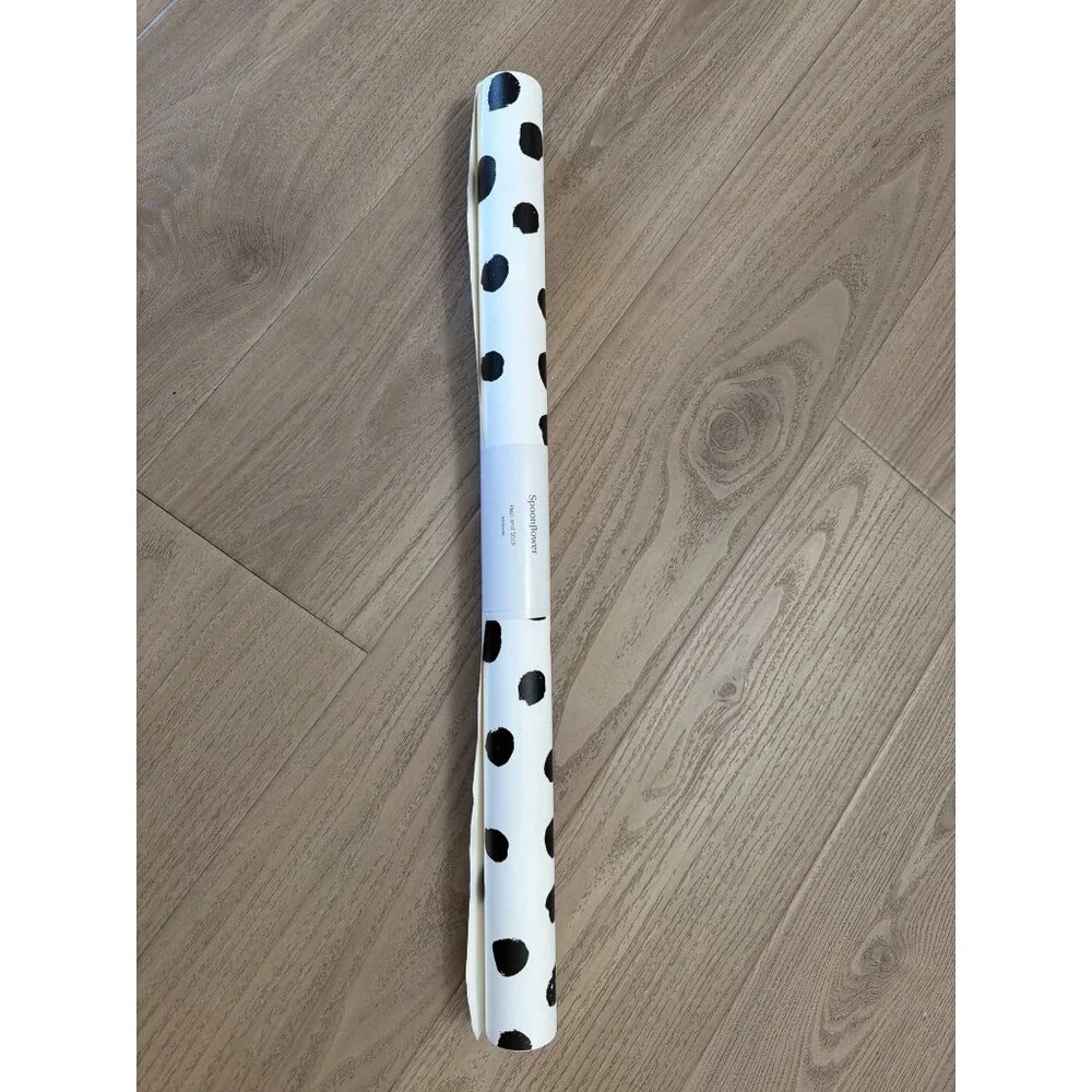 Spoonflower Peel & Stick Wallpaper Roll Black White Polka Dot Pattern Removable
